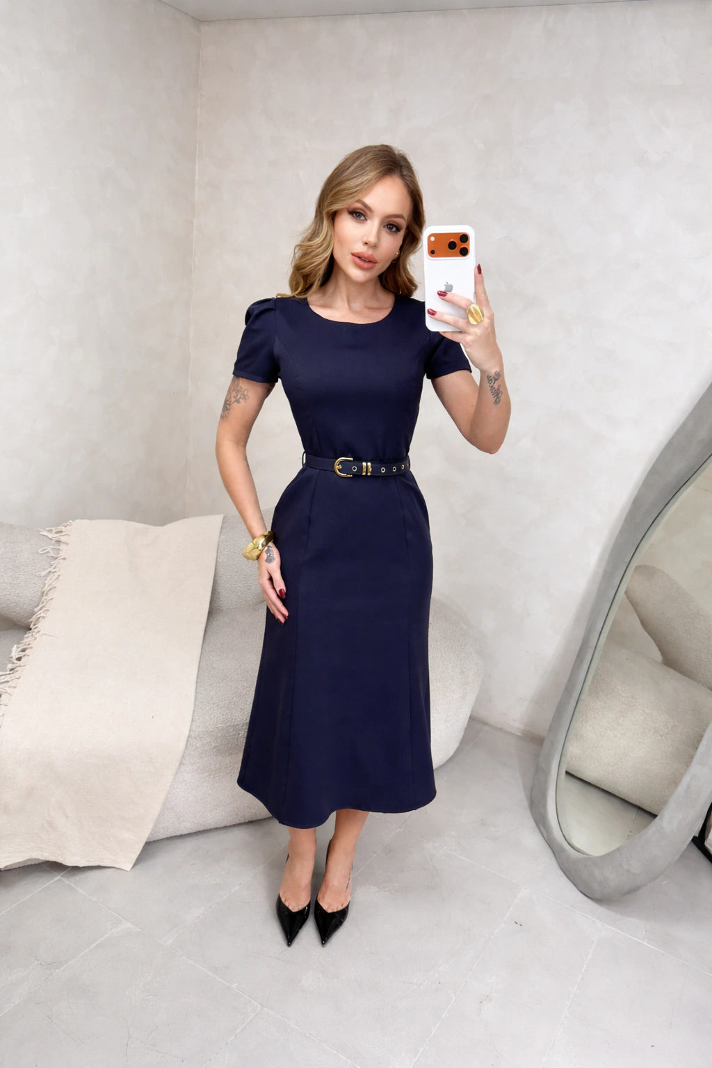 Vestido Giovana Azul Marinho