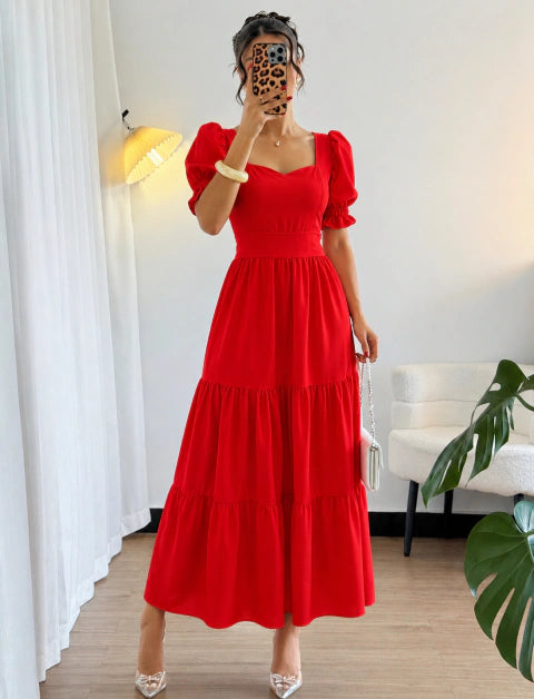 Longo com Laço Vermelho - Moda Evangelica