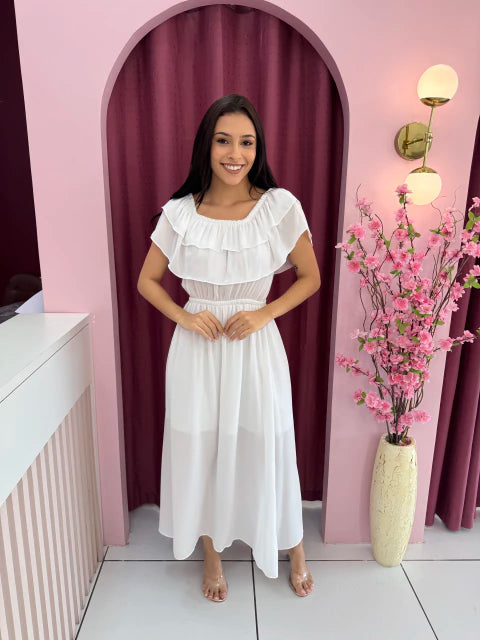 Longo Cigana Branco - Moda Evangelica