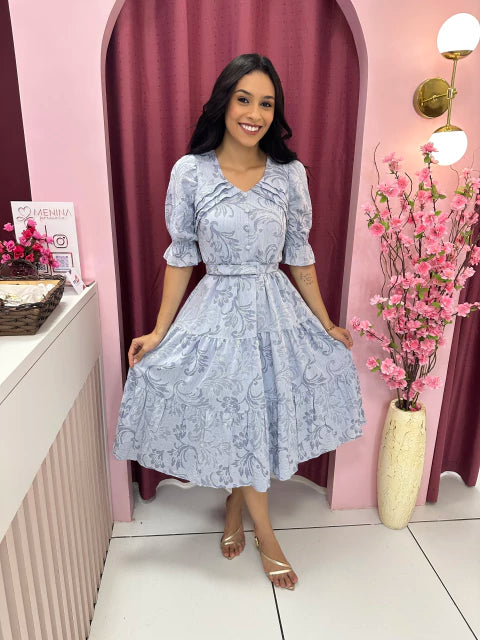 Vestido Rayon Azul - Moda Evangelica