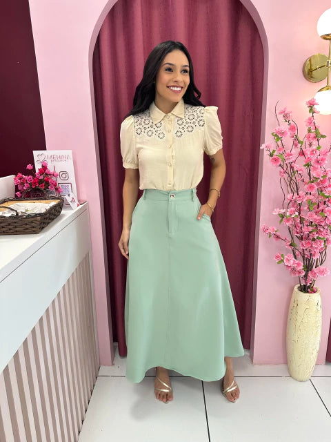 Saia longa Verde - Moda Evangelica