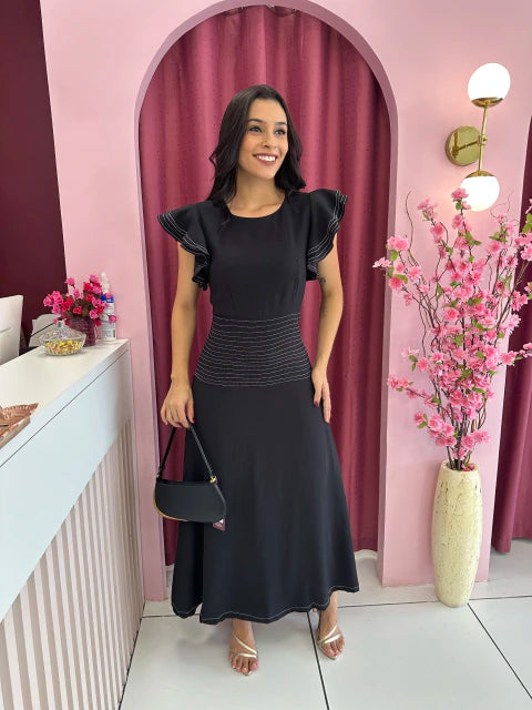 Vestido Lana Preto - Moda Evangelica
