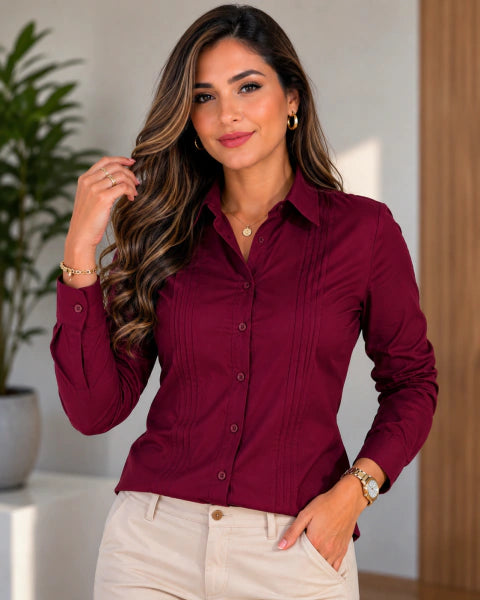 Camisa Social Vinho - Moda Evangelica