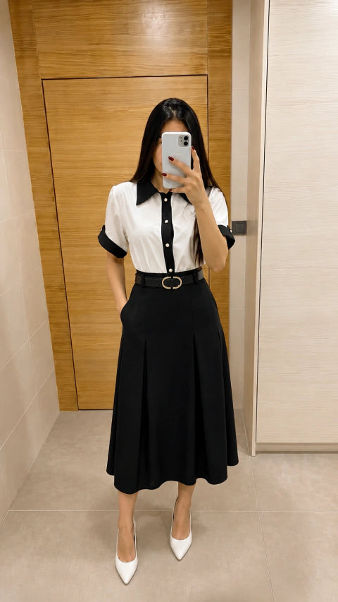 Saia Virgínia Preta - Moda Evangelica