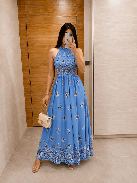 Vestido Priscila Azul bebê - Moda Evangelica