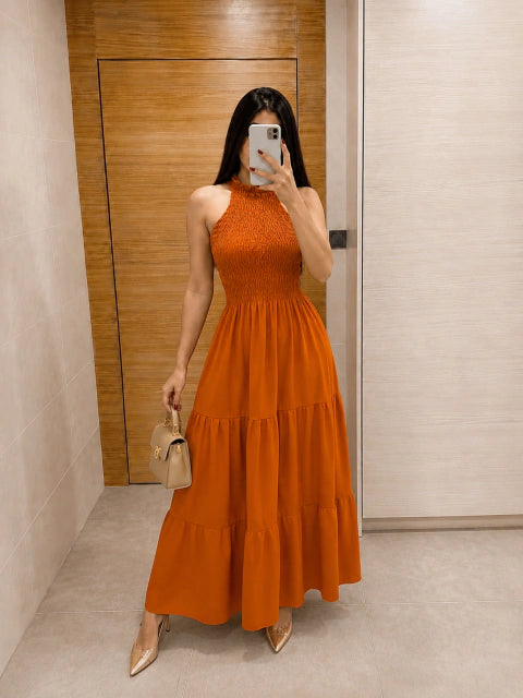 Vestido Priscila Telha - Moda Evangelica