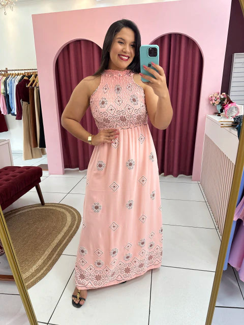 Vestido Priscila Rosa - Moda Evangelica