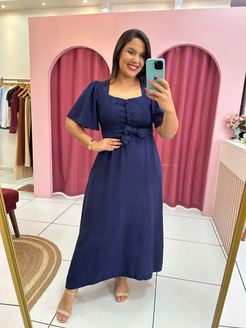 Longo Juliana Azul - Moda Evangelica